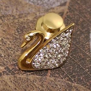 Swarovski Crystal Swan Lapel Pin
